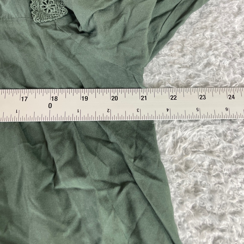 L Love Green Crochet Lace Trim V-Neck Cotton Blouse Top LV21858 Large - Picture 4 of 9